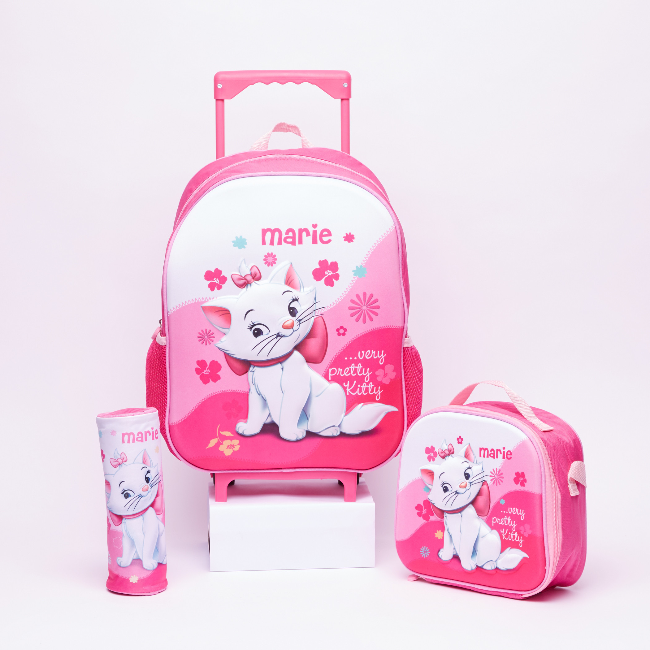 Marie the Cat Printed 3-Piece Trolley Backpack Set-school-bagsandbackpacks-trolleybags-image-1