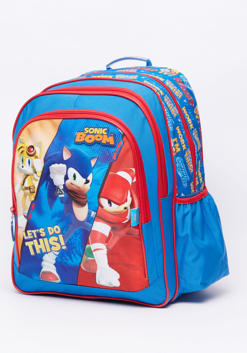 Sonic Boom Printed Multi-Compartment Backpack with Adjustable Straps-Backpacks-image-0