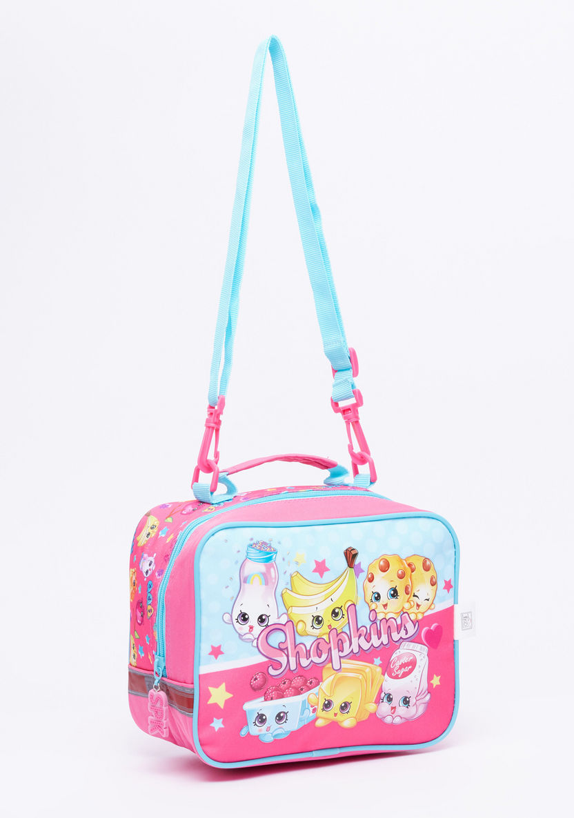 Shopkins Printed Lunch Bag with Zip Closure and Adjustable Strap-Lunch Bags-image-0