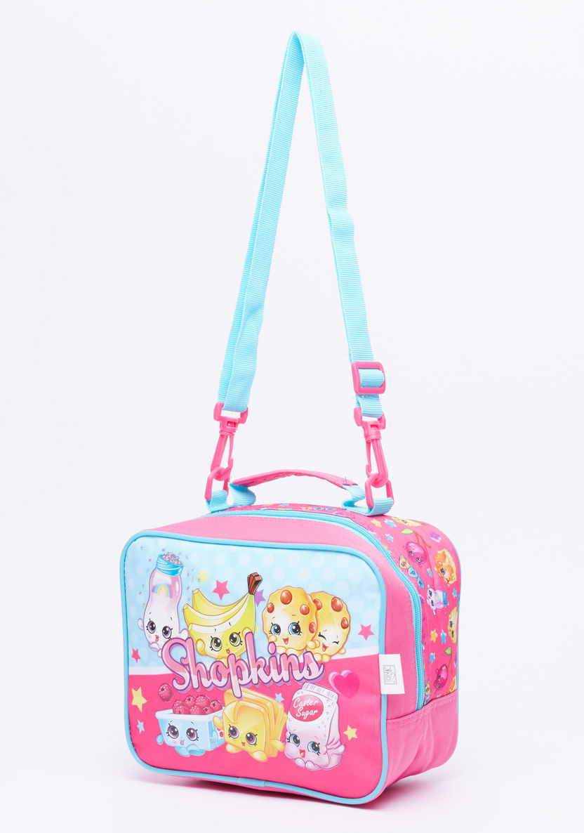 Shopkins Printed Lunch Bag with Zip Closure and Adjustable Strap-Lunch Bags-image-1