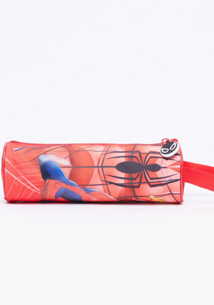 Spider-Man Printed Round Pencil Case with Zip Closure-Pencil Cases-image-1