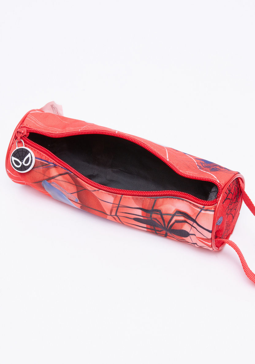 Spider-Man Printed Round Pencil Case with Zip Closure-Pencil Cases-image-3
