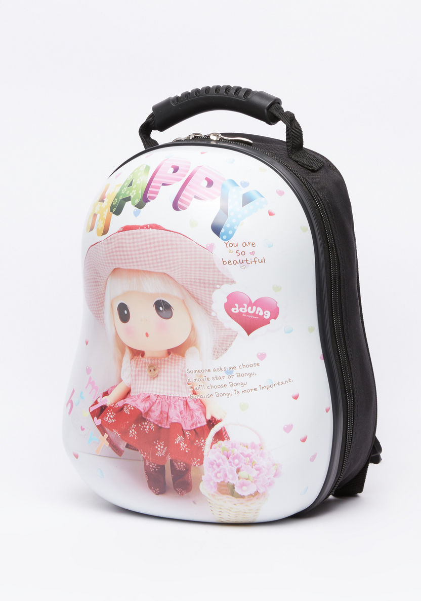 Juniors Printed Hard Case Backpack with Zip Closure-Backpacks-image-0