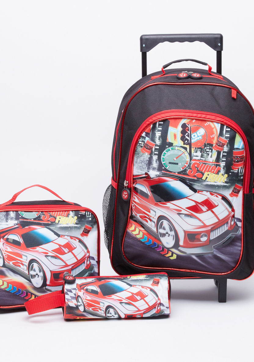 Juniors Printed 3-Piece Trolley Backpack Set with Zip Closure-School Sets-image-0