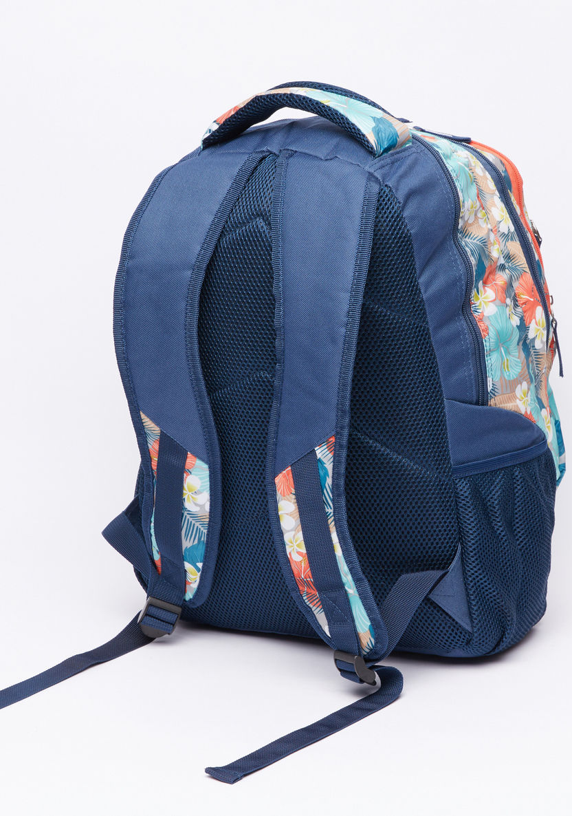 Floral Printed Backpack with Pencil Case-Backpacks-image-2