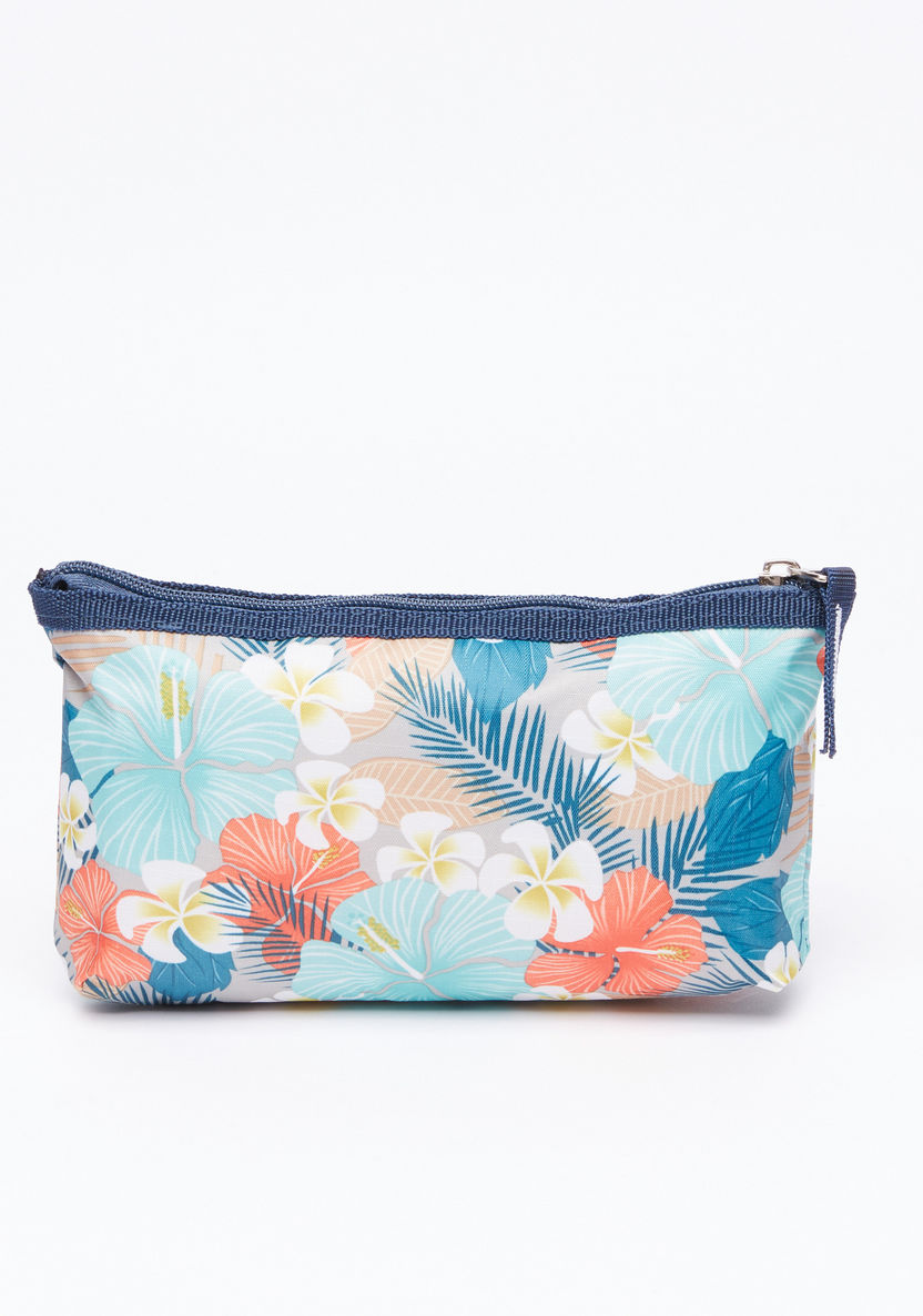 Floral Printed Backpack with Pencil Case-Backpacks-image-5