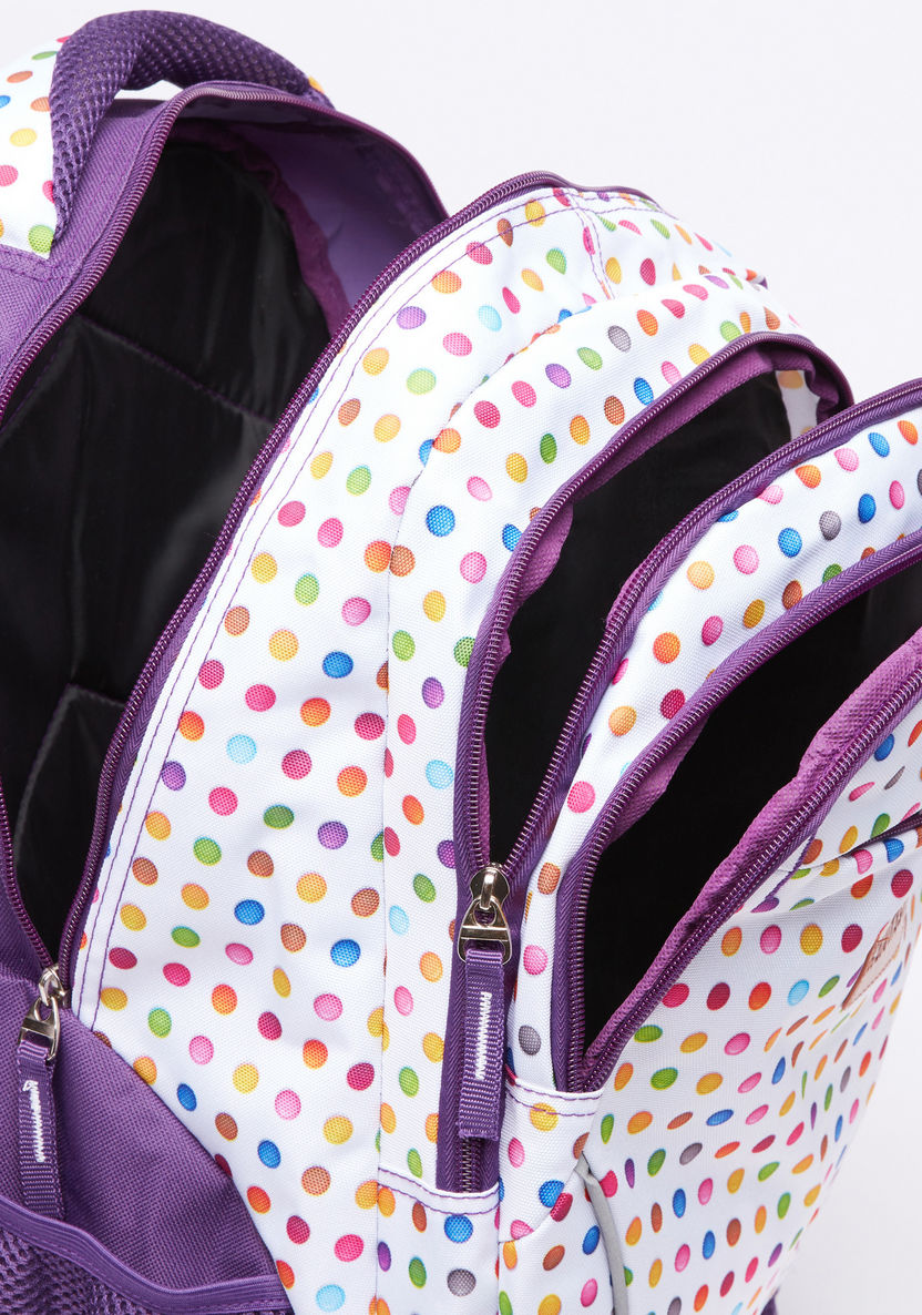 Polka Dots Printed Backpack with Pencil Case-Backpacks-image-4