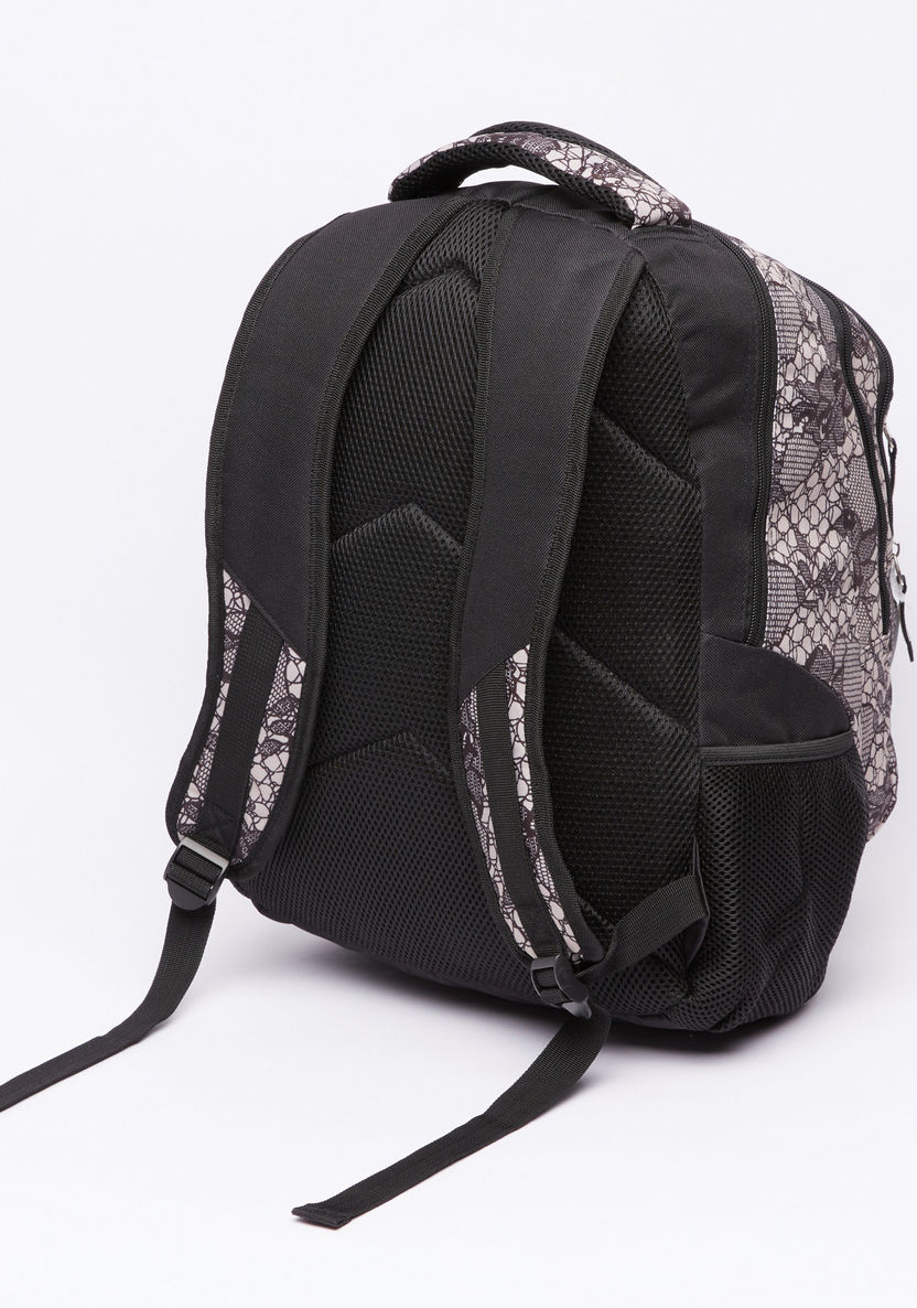 Printed Backpack with Zip Closure and Pencil Case-Backpacks-image-2