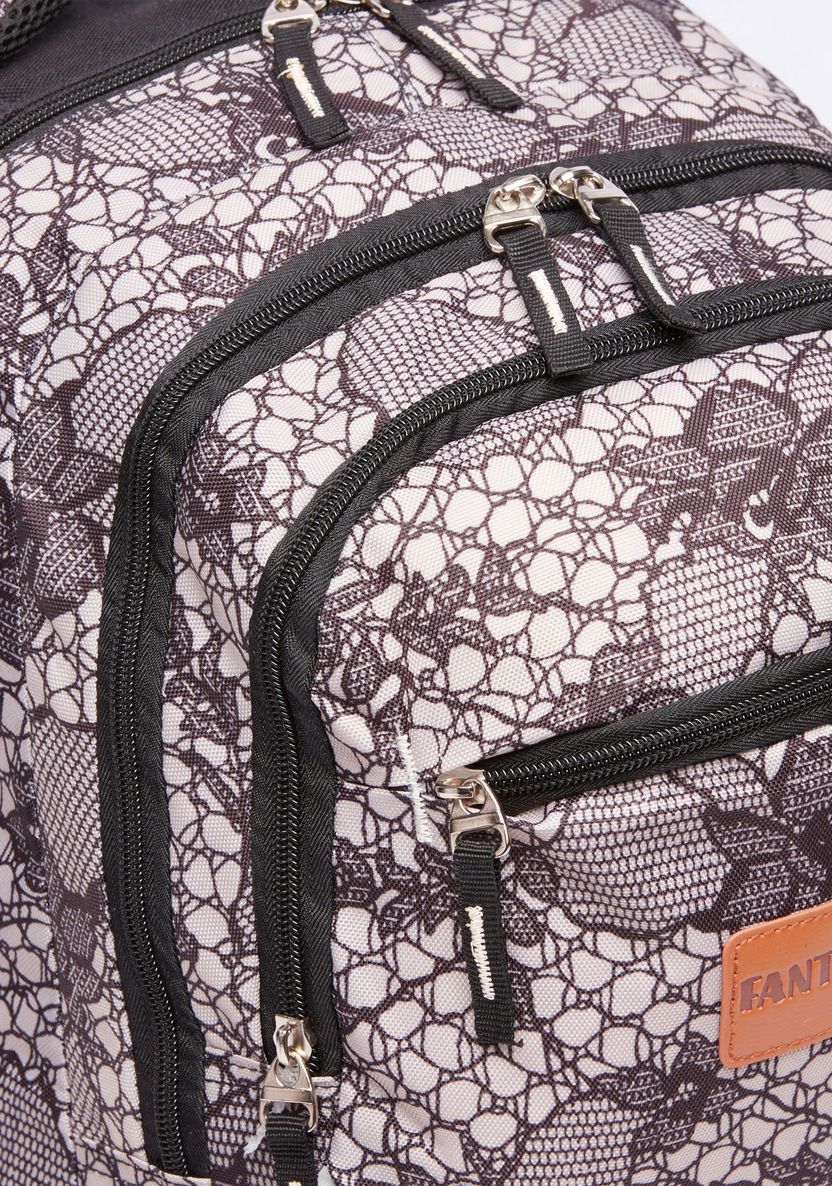 Printed Backpack with Zip Closure and Pencil Case-Backpacks-image-3