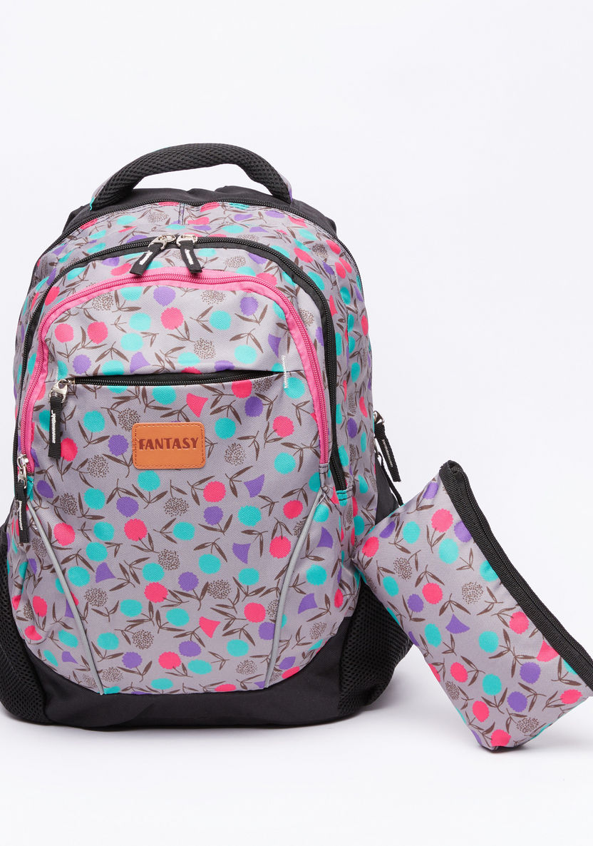 Juniors Printed Backpack with Zip Closure and Pencil Case-Backpacks-image-0