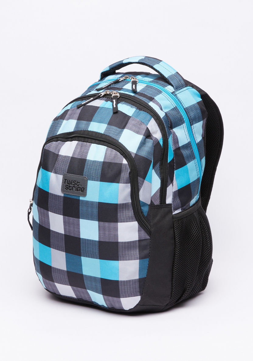 Juniors Chequered Backpack with Pencil Case-Backpacks-image-1