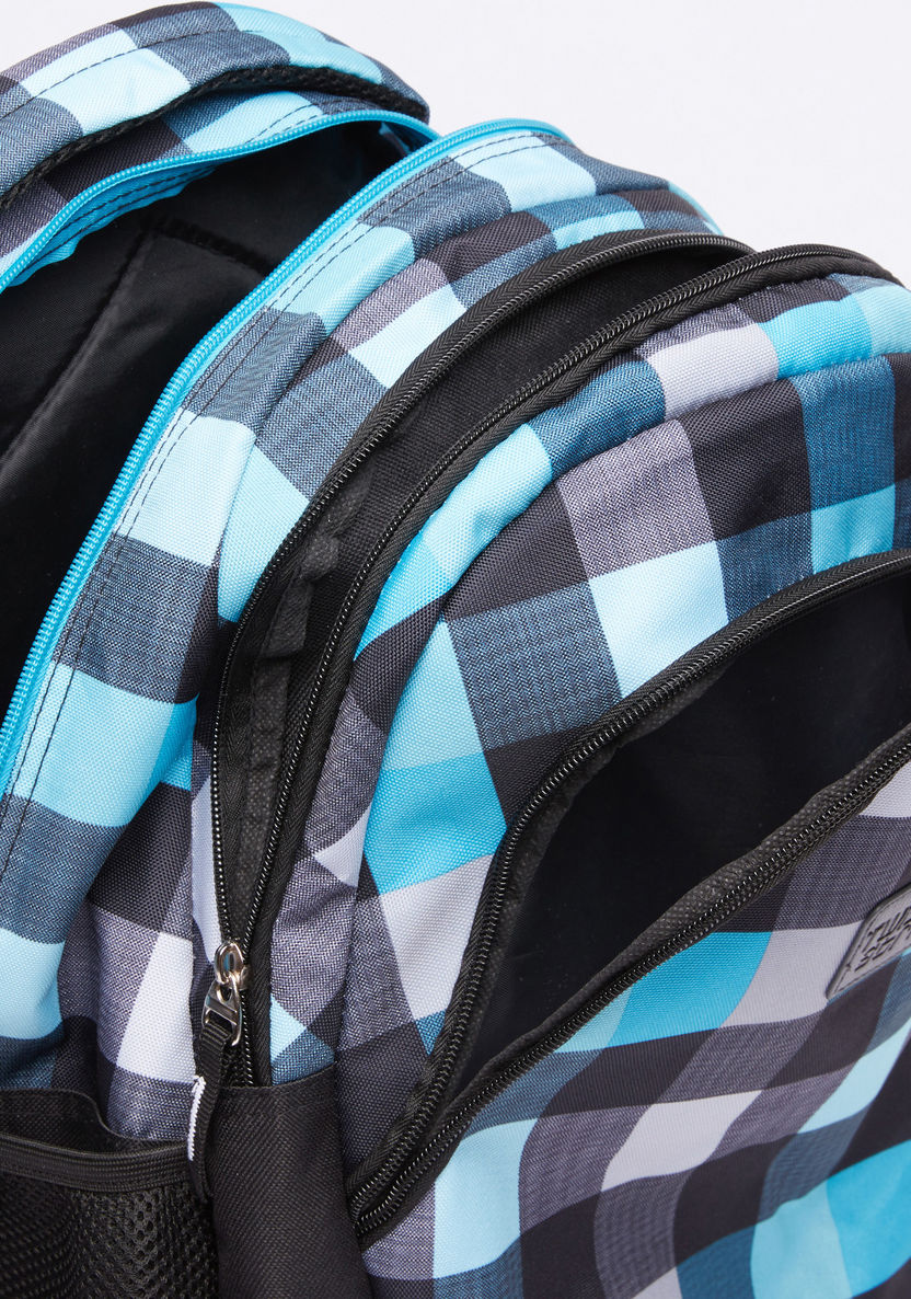 Juniors Chequered Backpack with Pencil Case-Backpacks-image-4
