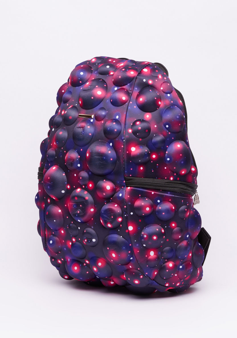 Juniors Printed and Textured Backpack with Zip Closure-Backpacks-image-0