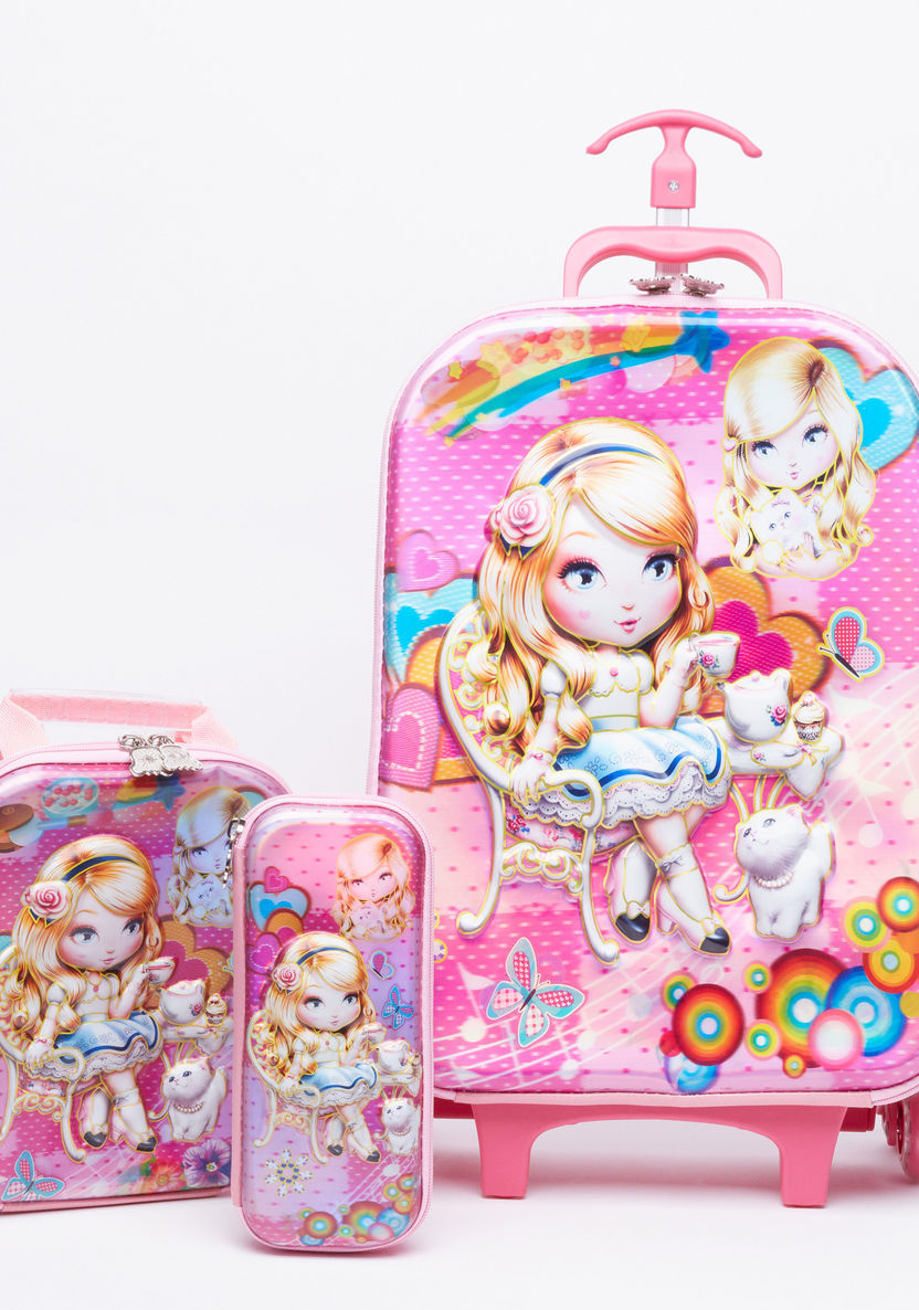 Juniors Doll Printed 3-Piece Trolley Backpack Set-School Sets-image-0
