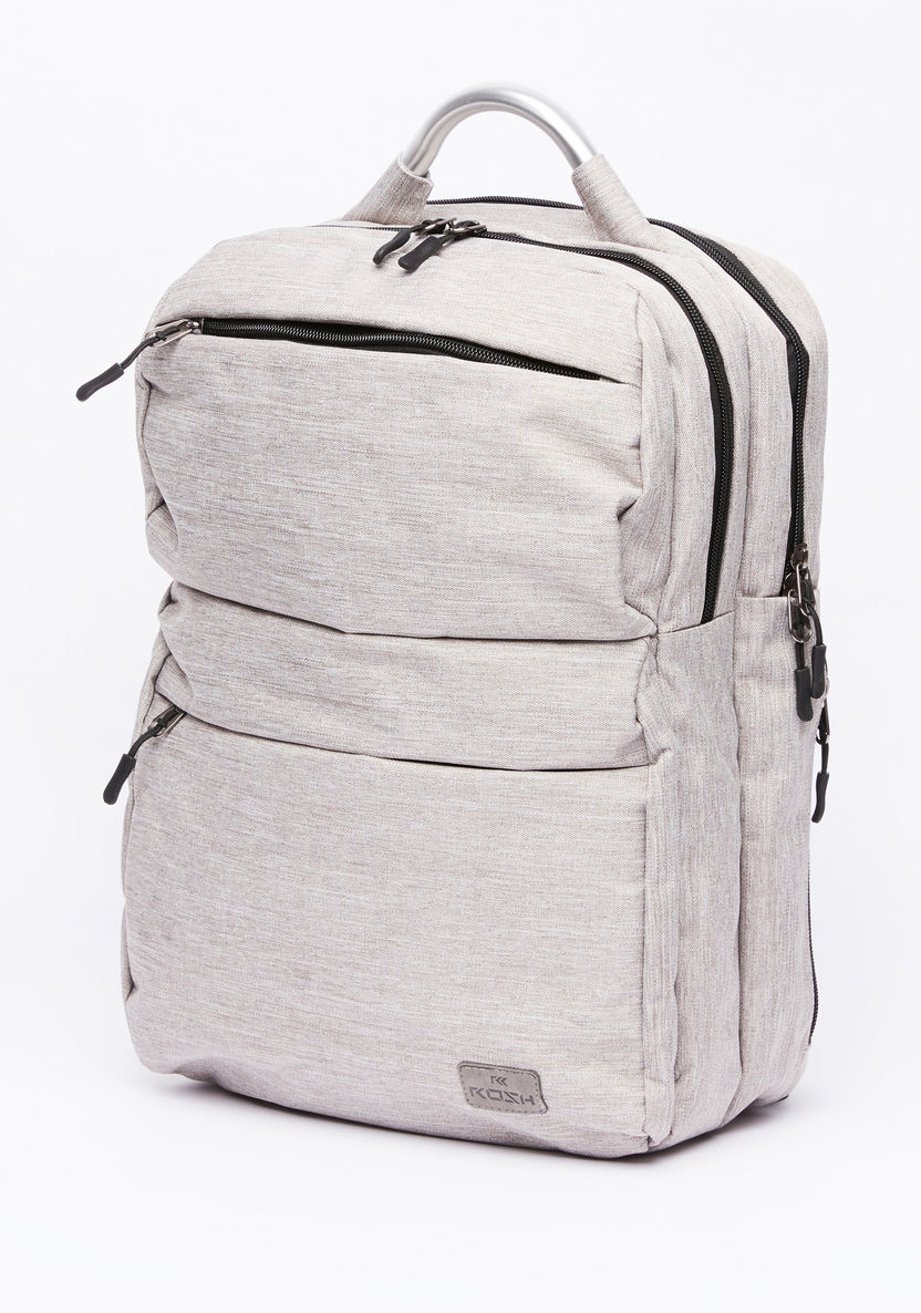 Textured Backpack with Laptop Section and Adjustable Straps-Backpacks-image-0