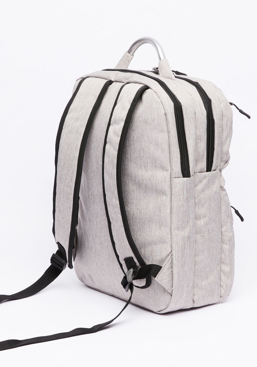 Textured Backpack with Laptop Section and Adjustable Straps-Backpacks-image-1
