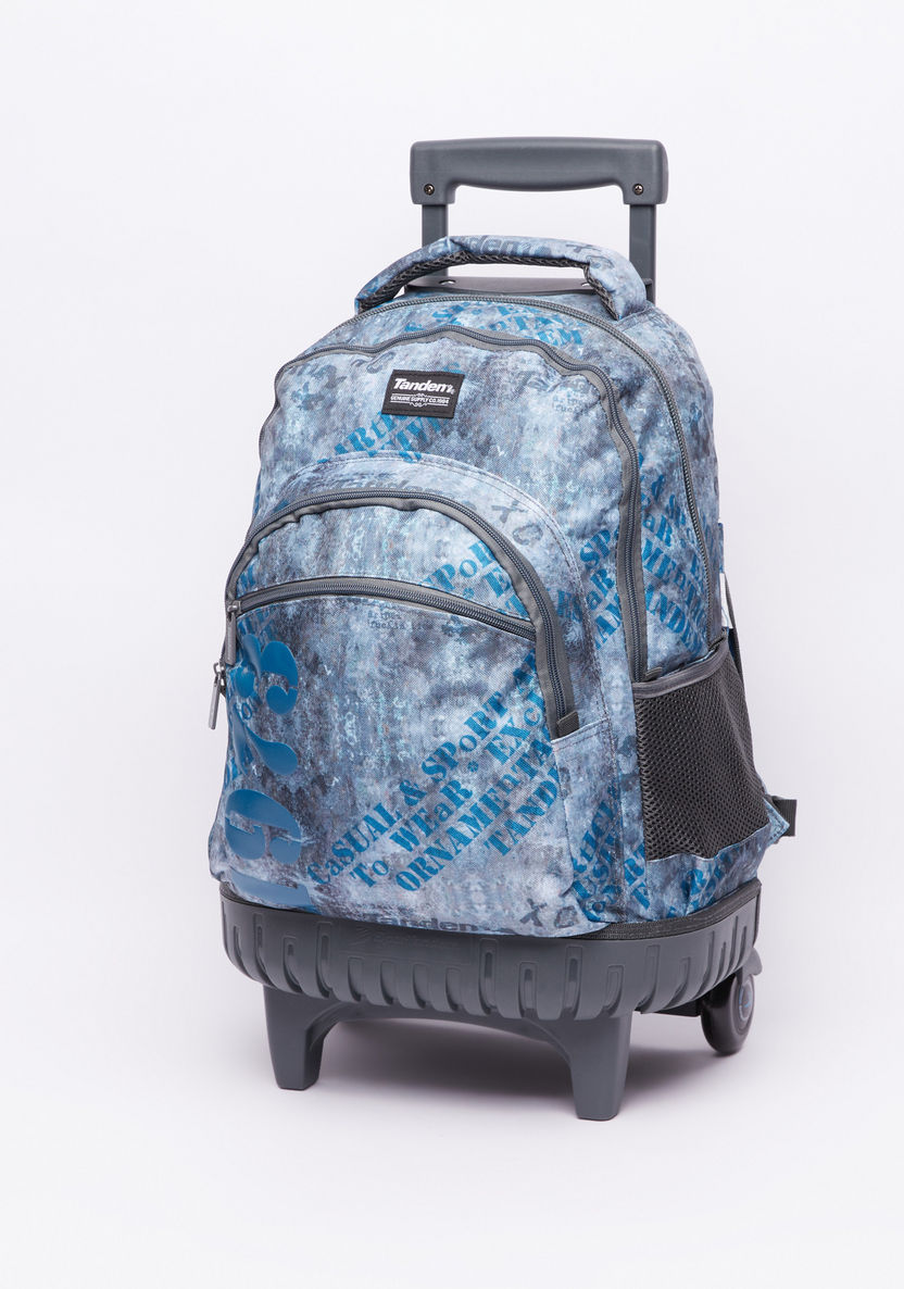 Printed Trolley Backpack with Adjustable Straps-Trolleys-image-0