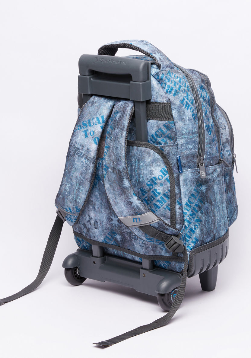 Printed Trolley Backpack with Adjustable Straps-Trolleys-image-1