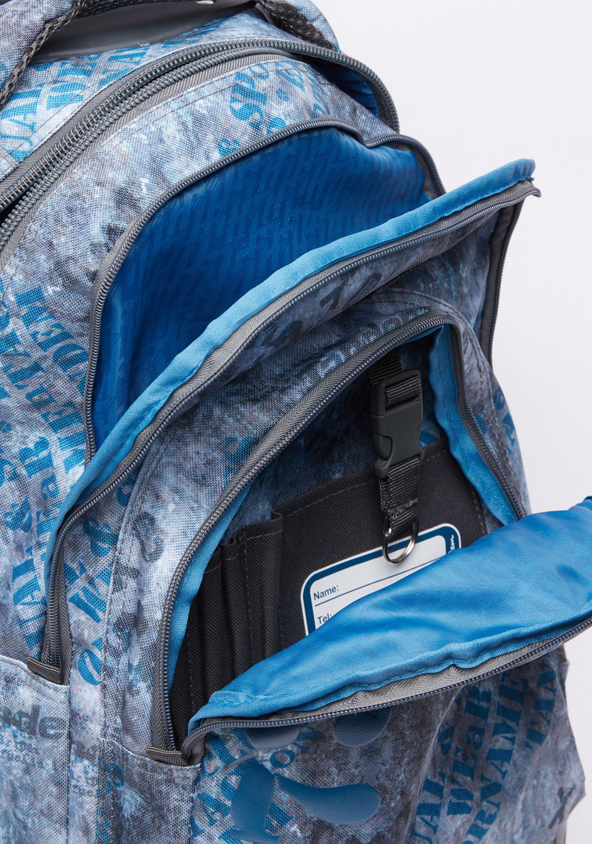 Printed Trolley Backpack with Adjustable Straps-Trolleys-image-5