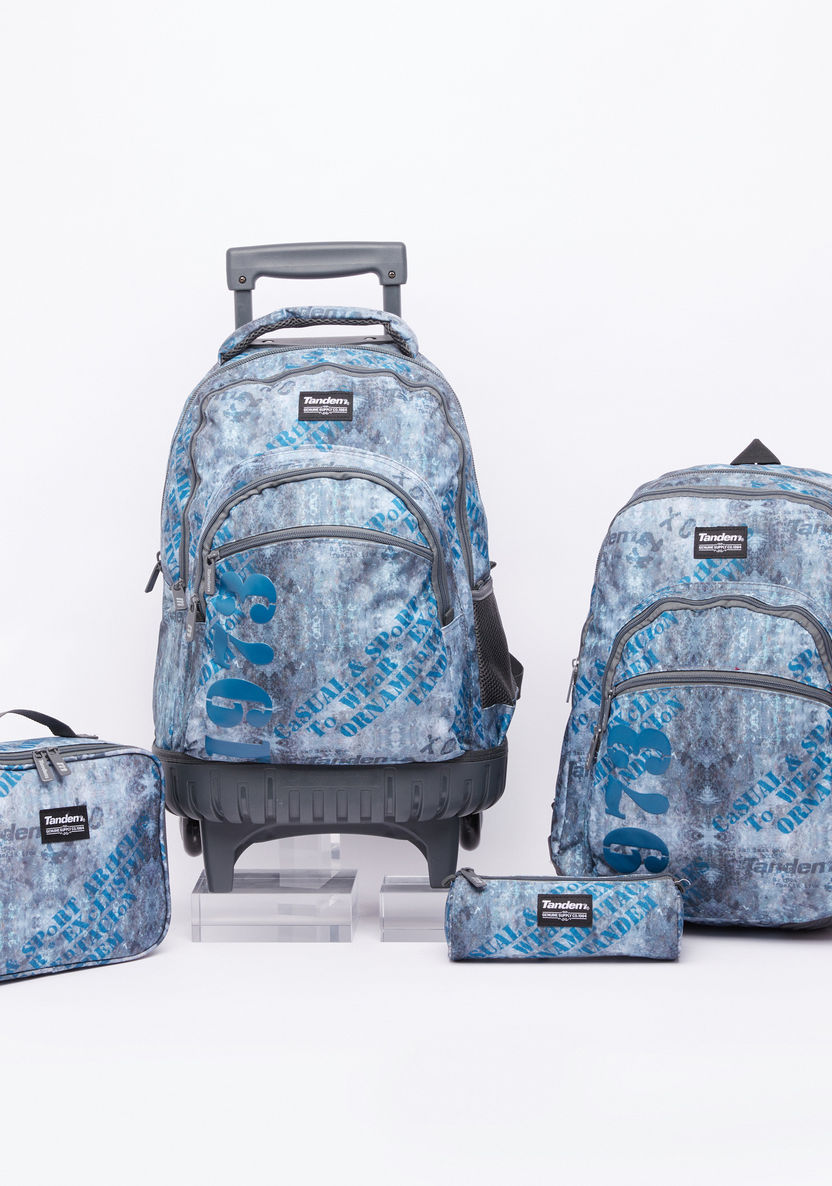 Printed Trolley Backpack with Adjustable Straps-Trolleys-image-6