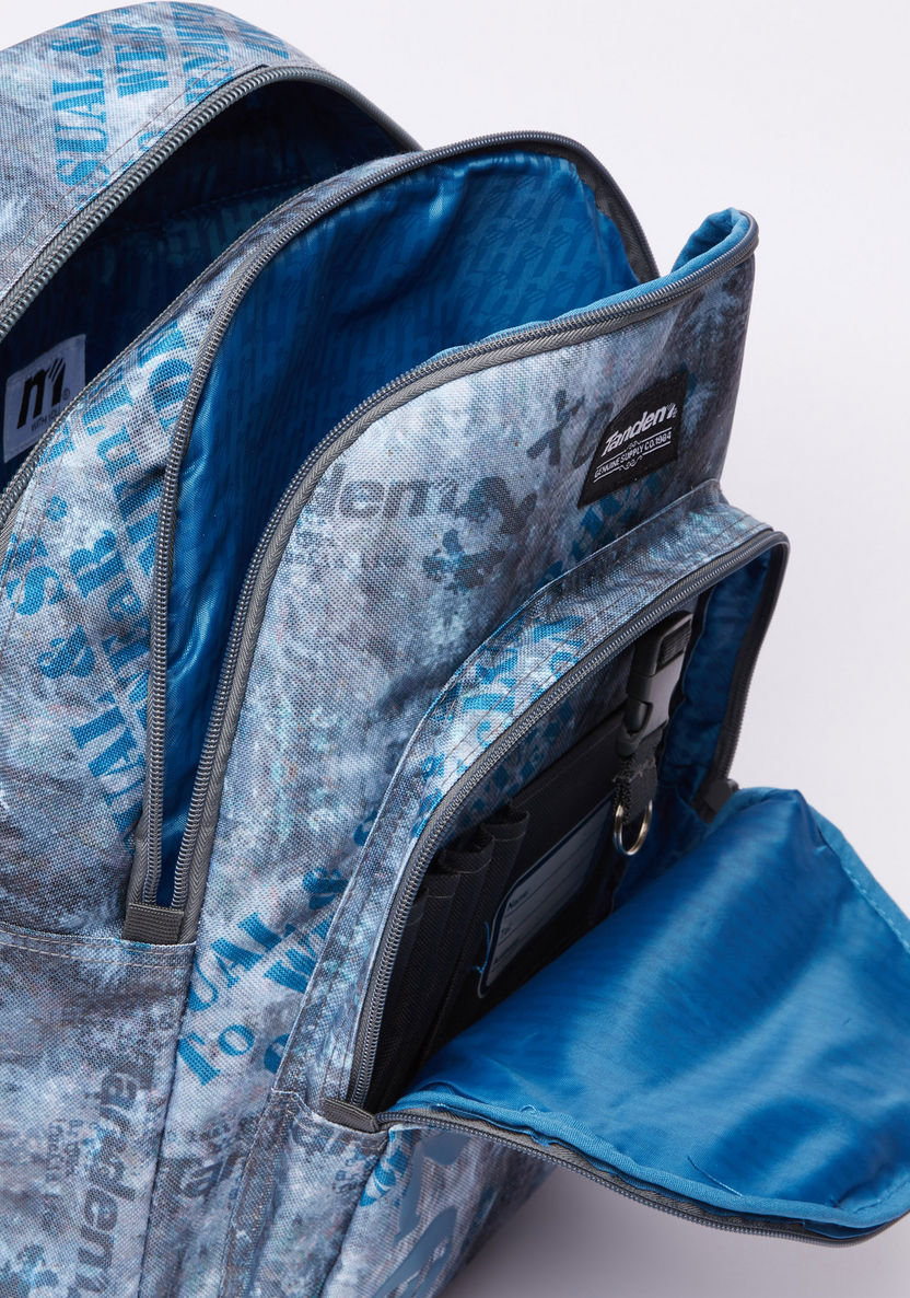 Printed Backpack with Zip Closure and Adjustable Straps-Backpacks-image-4