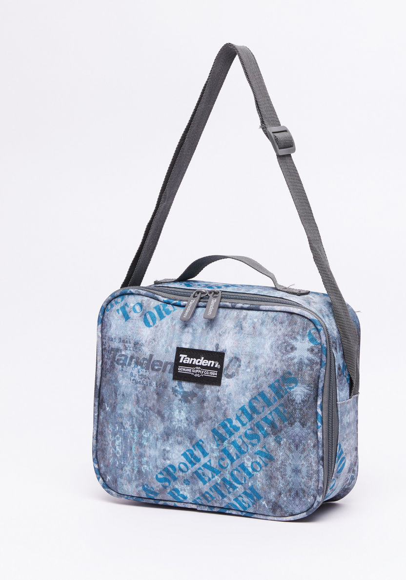 Printed Lunch Bag with Adjustable Strap and Zip Closure-Lunch Bags-image-0
