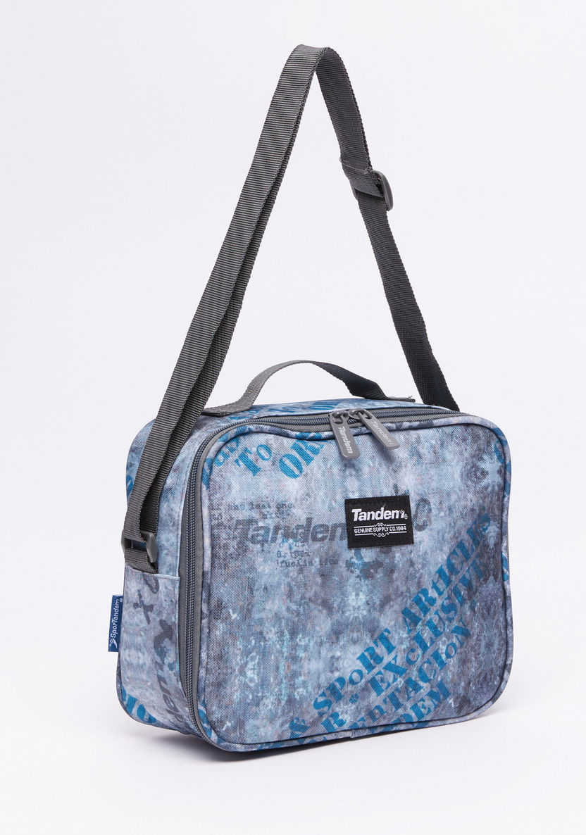 Printed Lunch Bag with Adjustable Strap and Zip Closure-Lunch Bags-image-1
