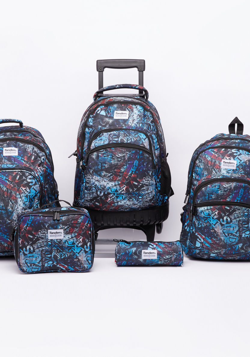 Printed Trolley Backpack with Adjustable Straps and Zip Closure-Trolleys-image-6