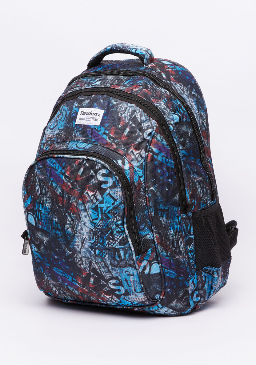 Printed Backpack with Zip Closure and Adjustable Straps-Backpacks-image-0