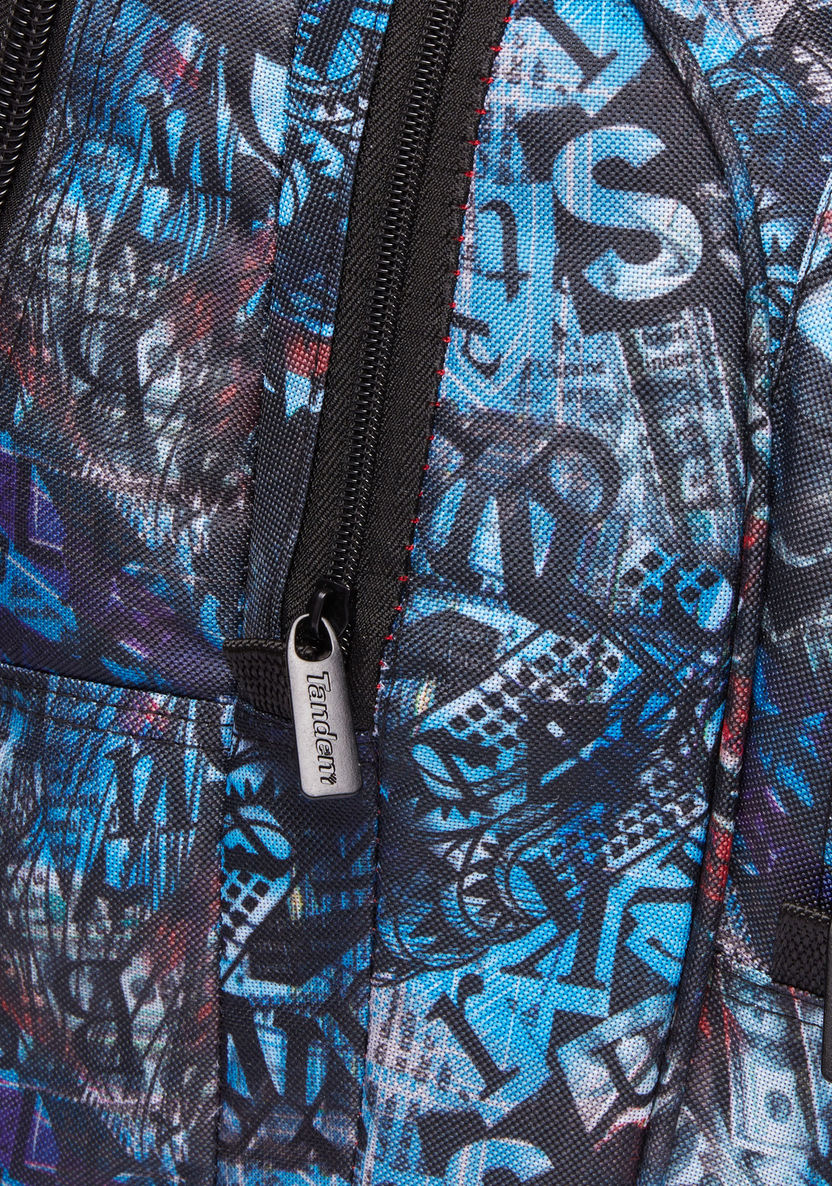 Printed Backpack with Zip Closure and Adjustable Straps-Backpacks-image-2