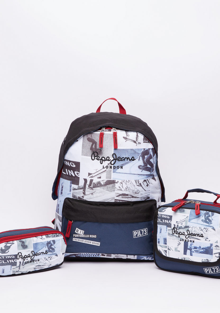Pepe Jeans Printed Backpack with Zip Closure and Adjustable Straps-Backpacks-image-4