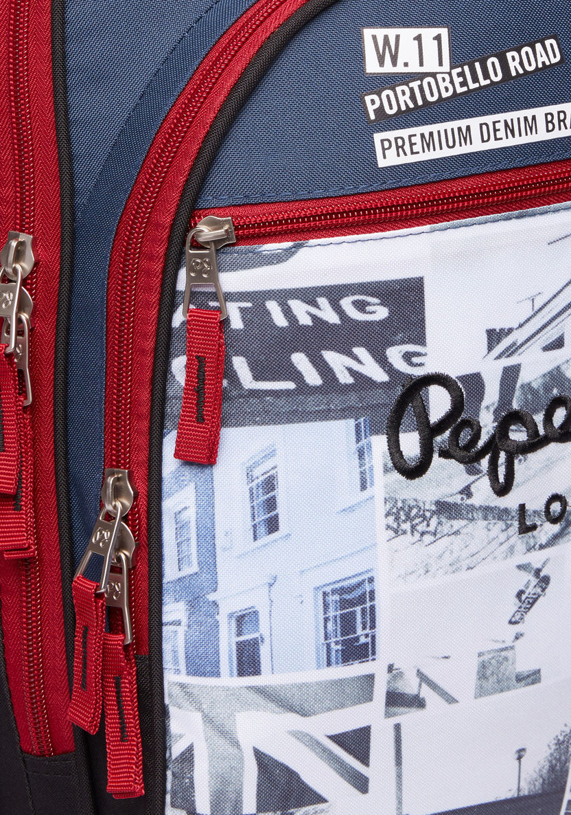 Pepe Jeans Printed Convertible Trolley Bag with Zip Closure-Trolleys-image-4