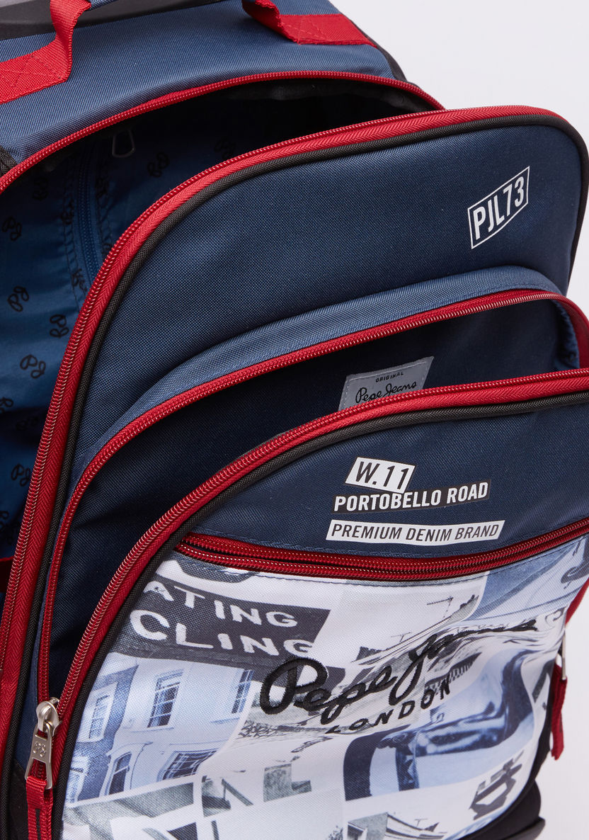 Pepe Jeans Printed Convertible Trolley Bag with Zip Closure-Trolleys-image-6