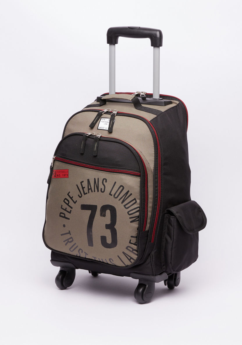 Pepe Jeans Printed Convertible Trolley Bag with Zip Closure-Trolleys-image-0