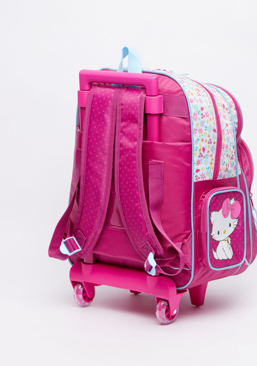 Charmmy Kitty Printed Trolley Backpack with Zip Closure-Trolleys-image-1