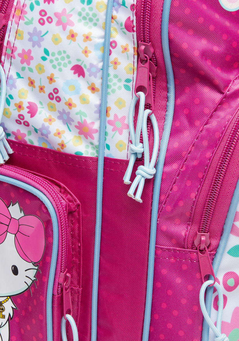 Charmmy Kitty Printed Trolley Backpack with Zip Closure-Trolleys-image-2