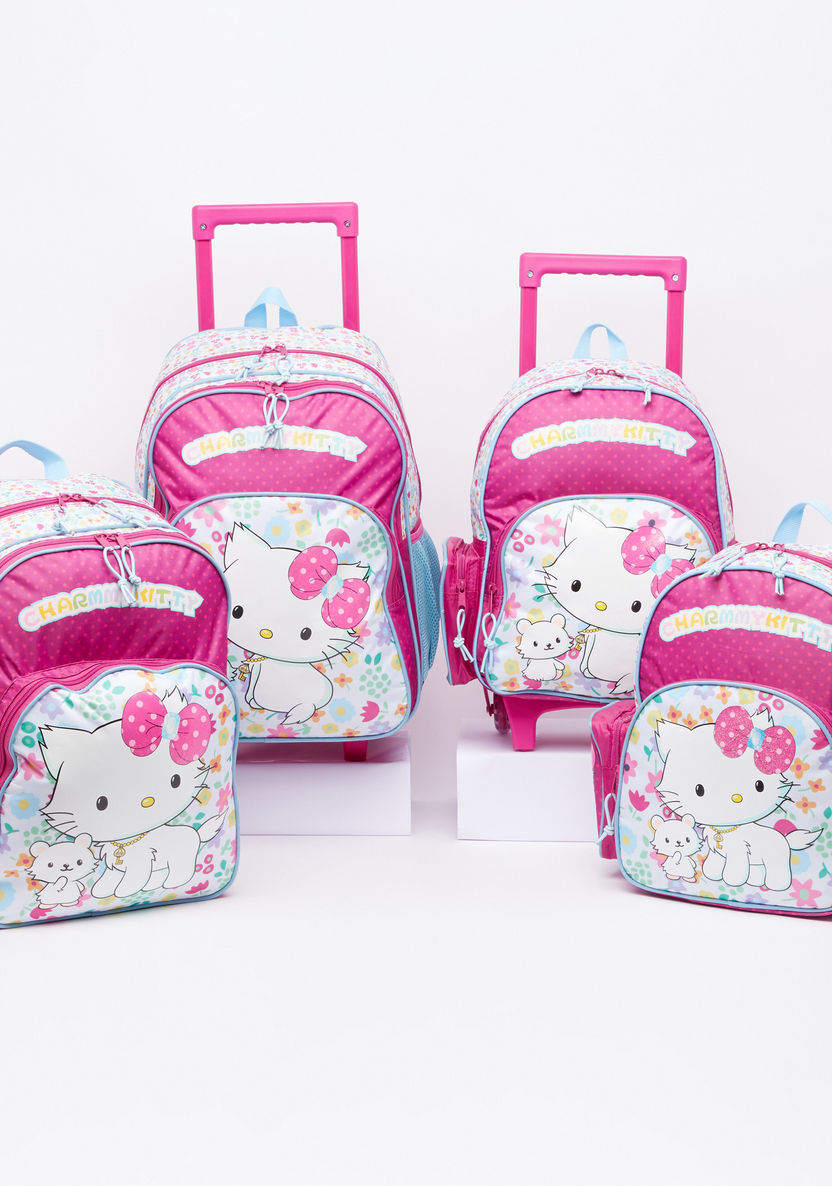 Charmmy Kitty Printed Trolley Backpack with Zip Closure-Trolleys-image-6