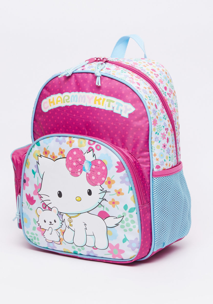 Charmmy Kitty Printed Backpack with Zip Closure-Backpacks-image-0
