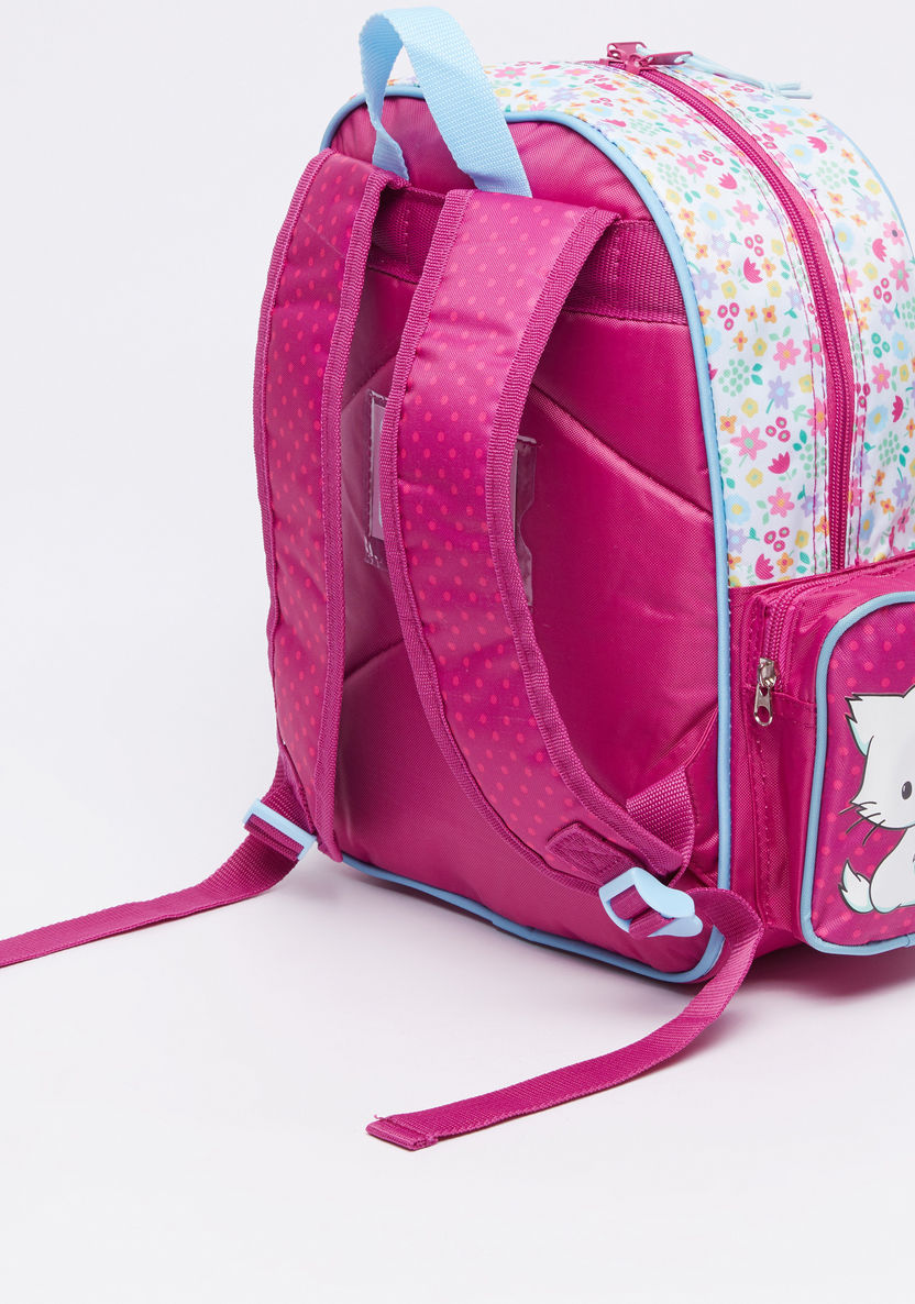 Charmmy Kitty Printed Backpack with Zip Closure-Backpacks-image-1