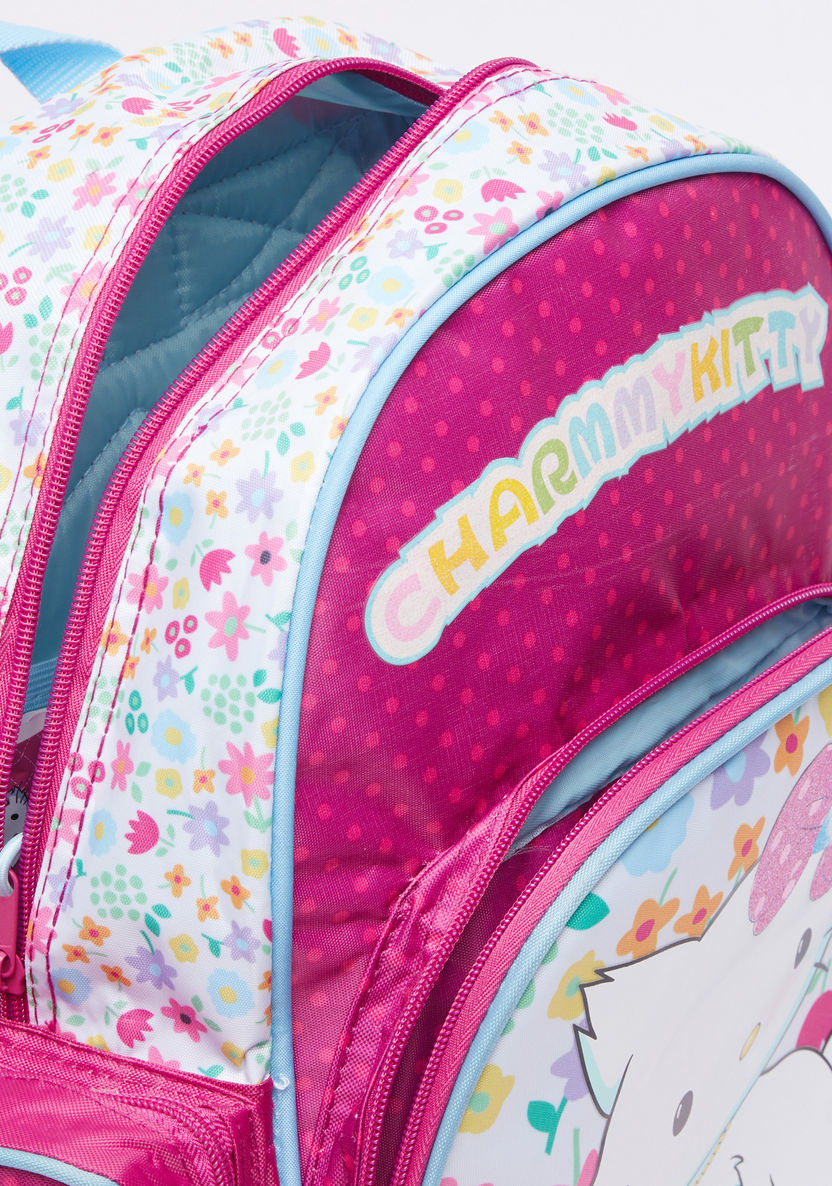 Charmmy Kitty Printed Backpack with Zip Closure-Backpacks-image-3