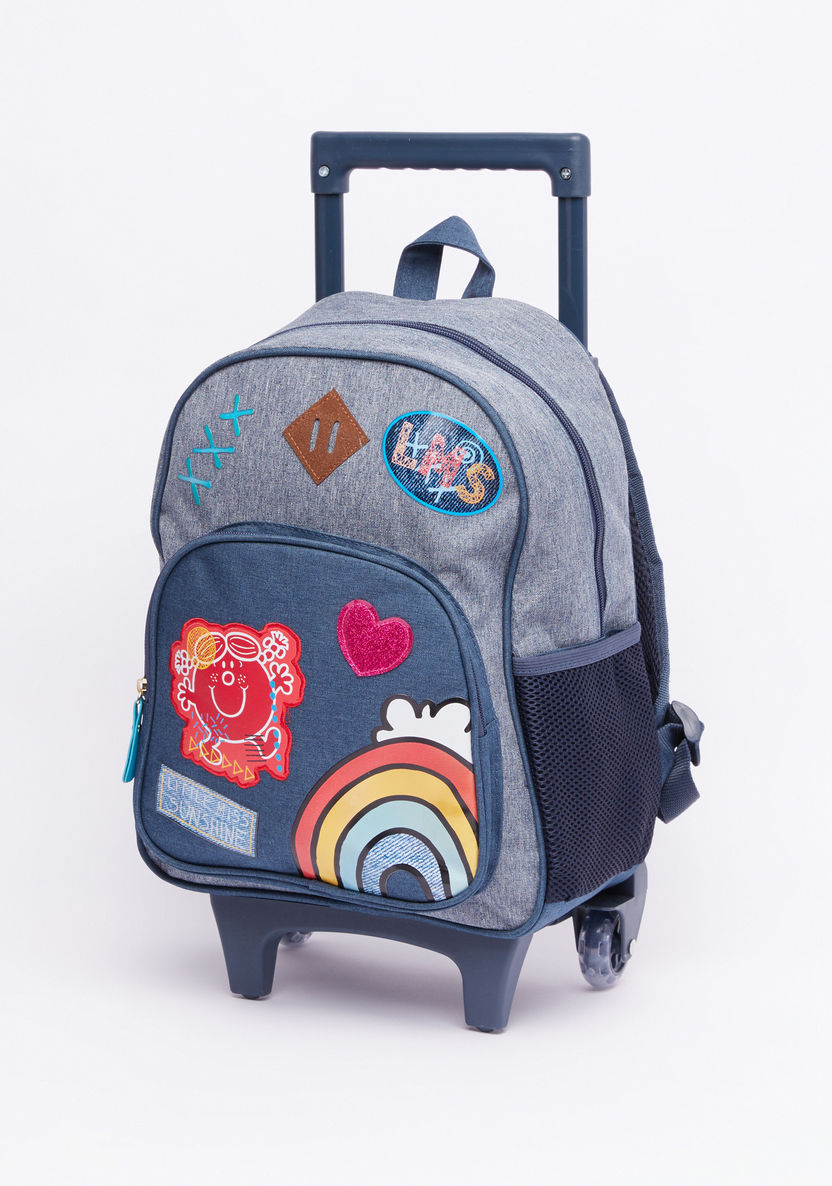Mr. Men & Little Miss Printed Trolley Backpack with Zip Closure-Trolleys-image-0