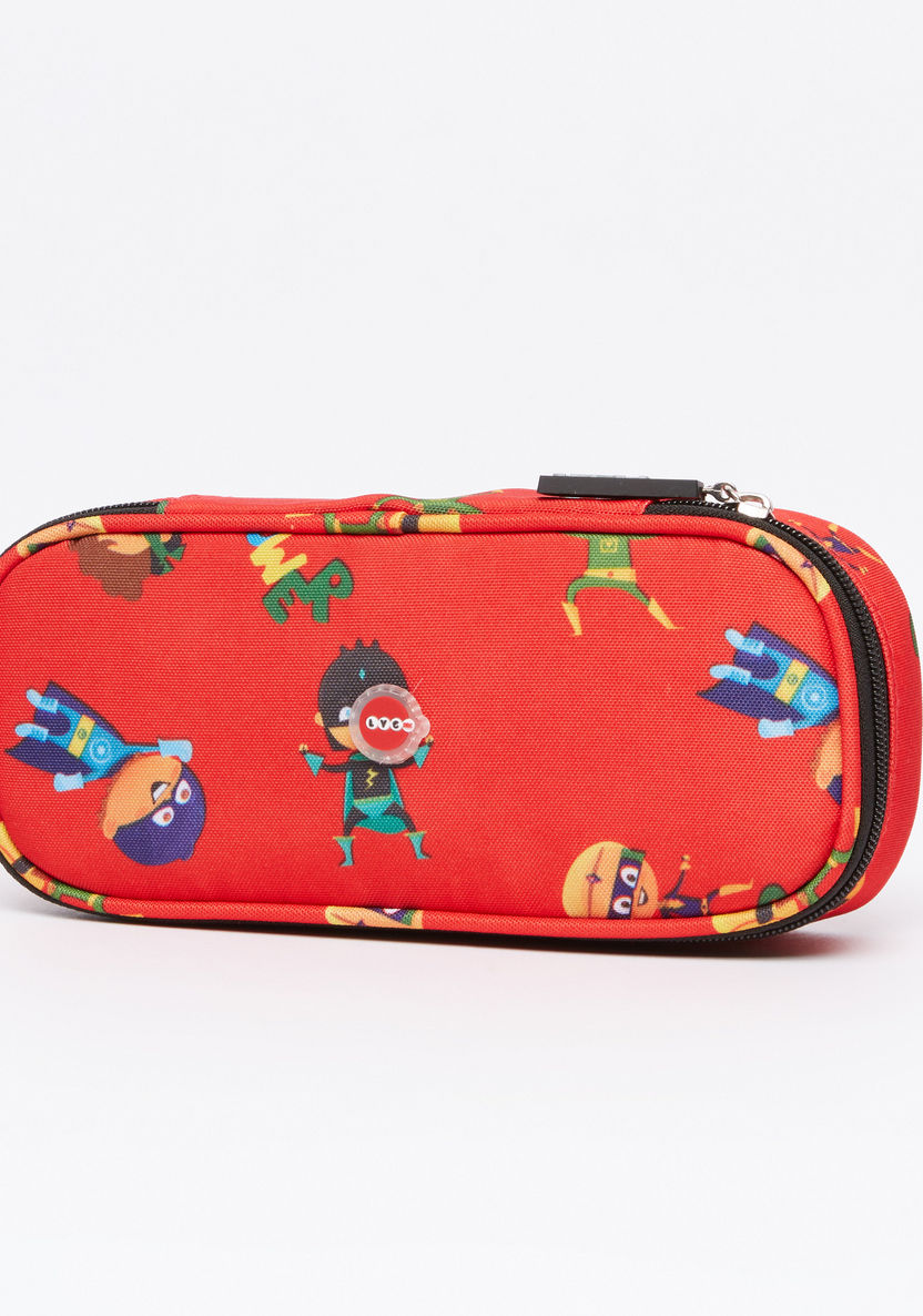 LYC SAC Heroes Printed Oval Pencil Case with Zip Closure-Pencil Cases-image-1