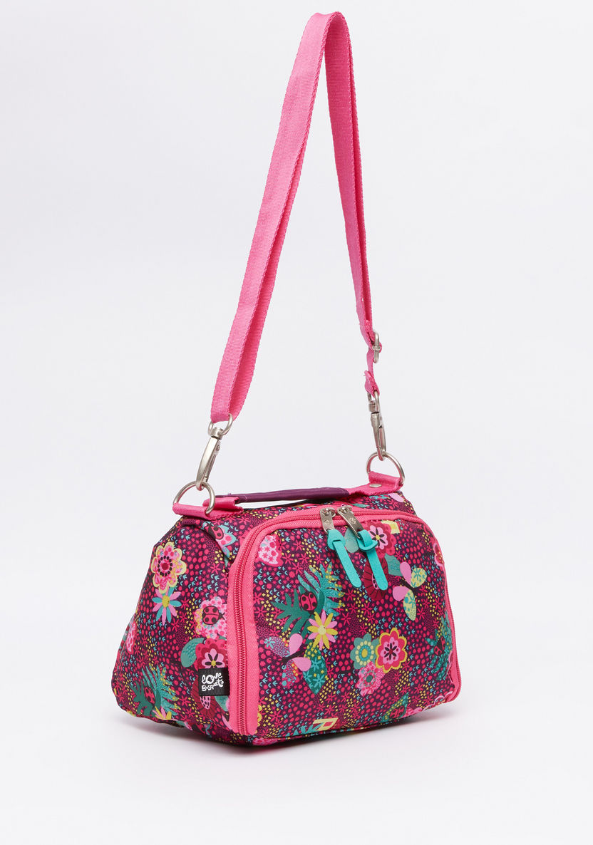 DIS2 Floral Printed Lunch Bag with Zip Closure and Adjustable Strap-Lunch Bags-image-1
