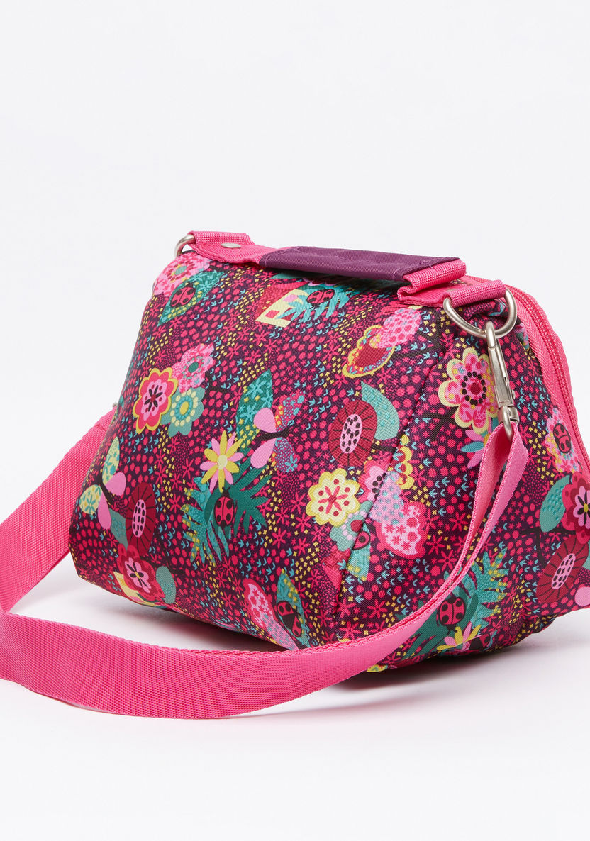DIS2 Floral Printed Lunch Bag with Zip Closure and Adjustable Strap-Lunch Bags-image-2