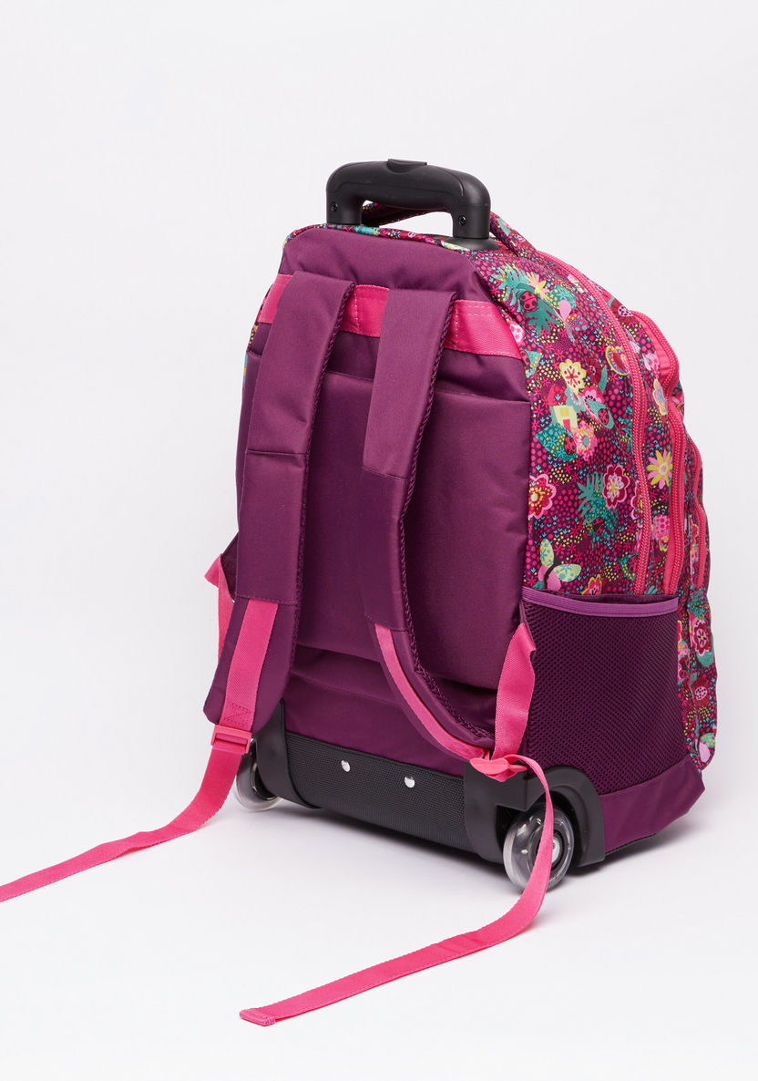 DIS2 Floral Printed Trolley Backpack with Zip Closure-Trolleys-image-1
