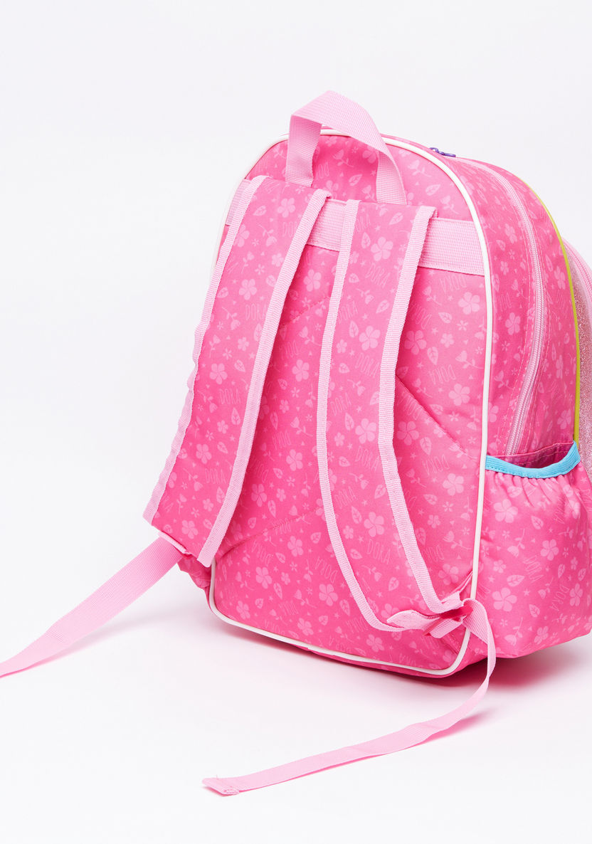 Dora the Explorer Printed Trolley Backpack with Zip Closure-Backpacks-image-1
