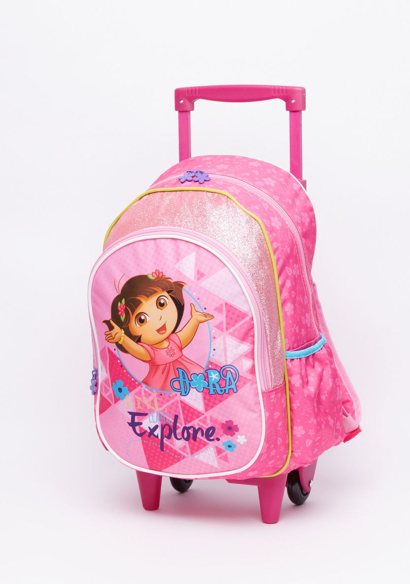 Dora the Explorer Printed Trolley Backpack with Zip Closure-Trolleys-image-0