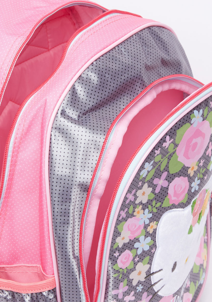 Hello Kitty Printed Backpack with Zip Closure-Backpacks-image-3