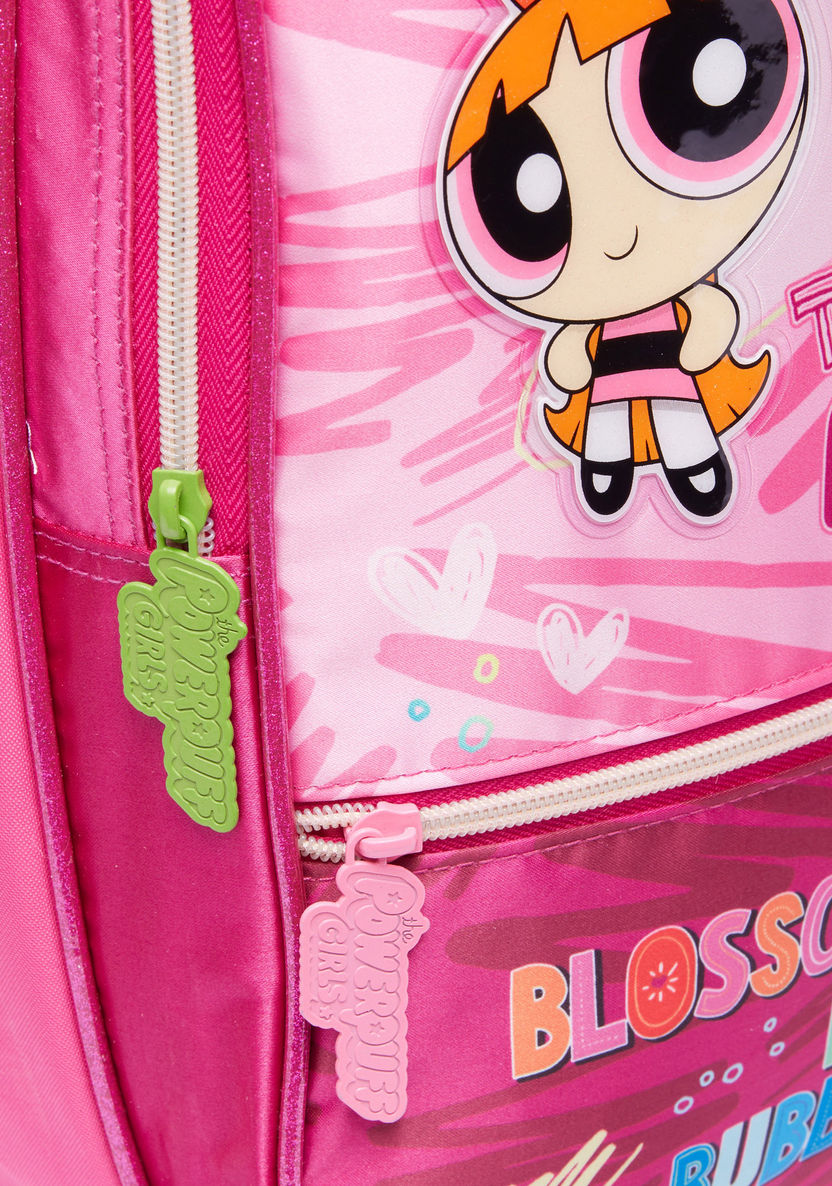 The Powerpuff Girls Printed Trolley Backpack with Zip Closure-Trolleys-image-3