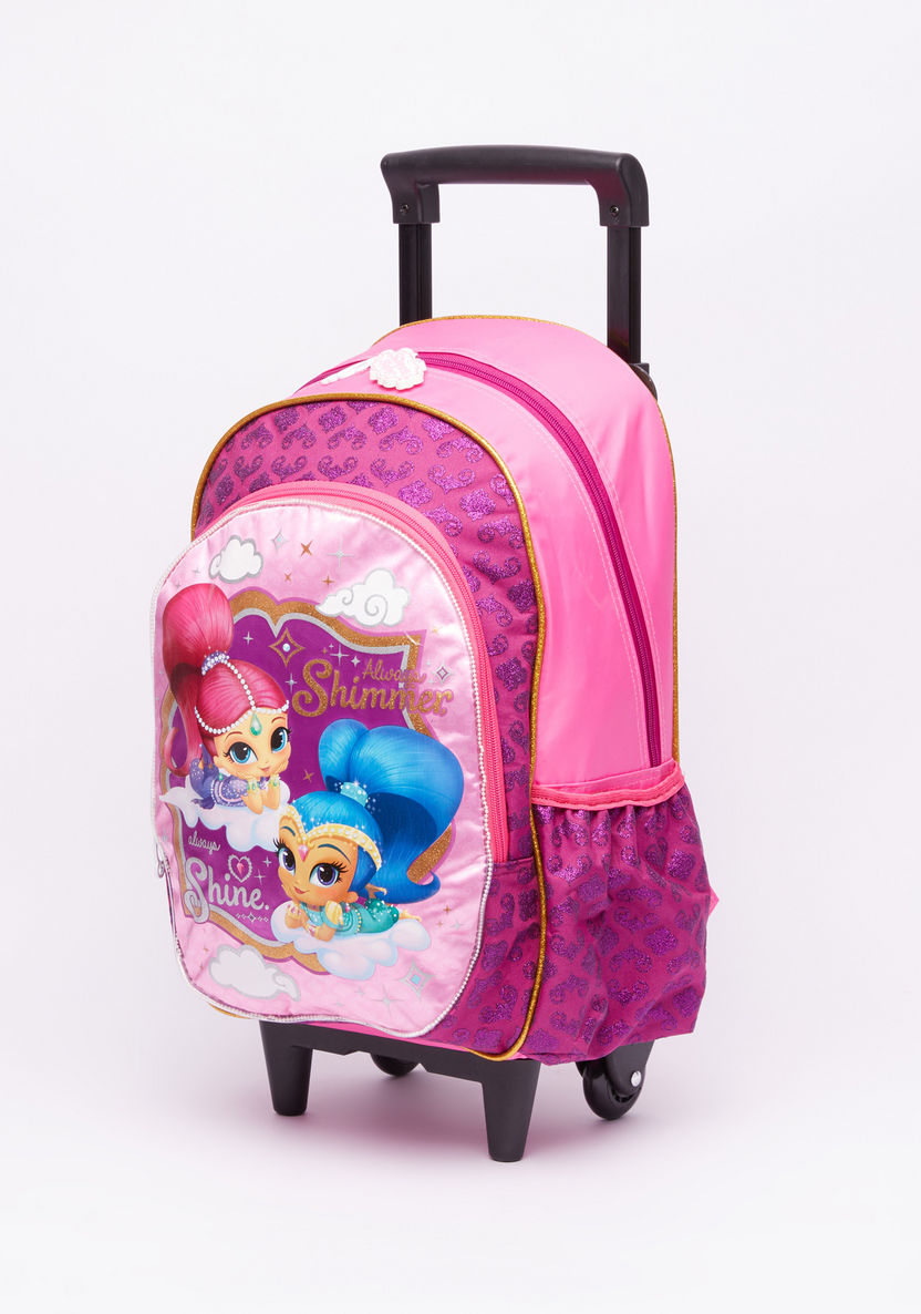 Shimmer and Shine Printed Trolley Backpack with Zip Closure-Trolleys-image-0